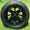 12″ BLACKJACK GLOSS BLACK ALUMINUM WHEELS LOW PROFILE DOT TIRES COMBO For Sale 