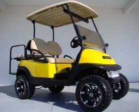 YELLOW LIFTED CLUB CAR PRECEDENT GOLF CART FOR SALE
