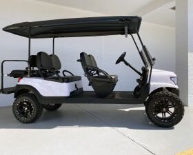 WHITE ALPHA LIFTED 6 PASSENGER LIMO CLUB CAR GOLF CART FOR SALE