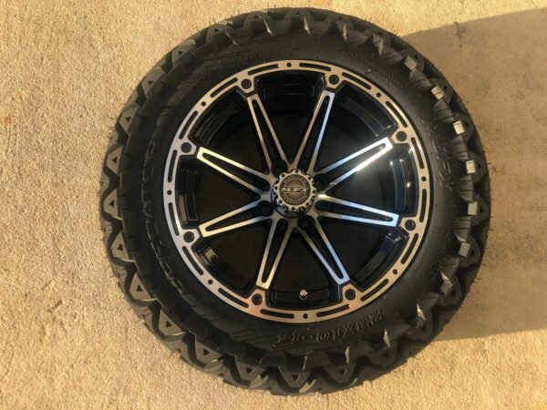 14 INCH MACHINED BLACK ELEMENT WHEEL 23X10X14 PREDATOR TIRE For Sale 