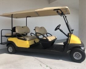 YELLOW 6 PASSENGER LIMO CLUB CAR GOLF CART FOR SALE