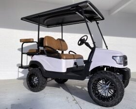 WHITE ALPHA CLUB CAR PRECEDENT GOLF CART SADDLE SEATS FOR SALE