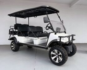 WHITE 6 PLUS LIMO LIFTED EVOLUTION GOLF CART